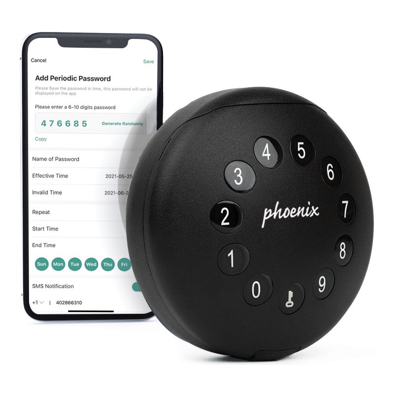 Phoenix coffre-fort à clés PALM KS0212EC avec câble acier, noir, bluetooth